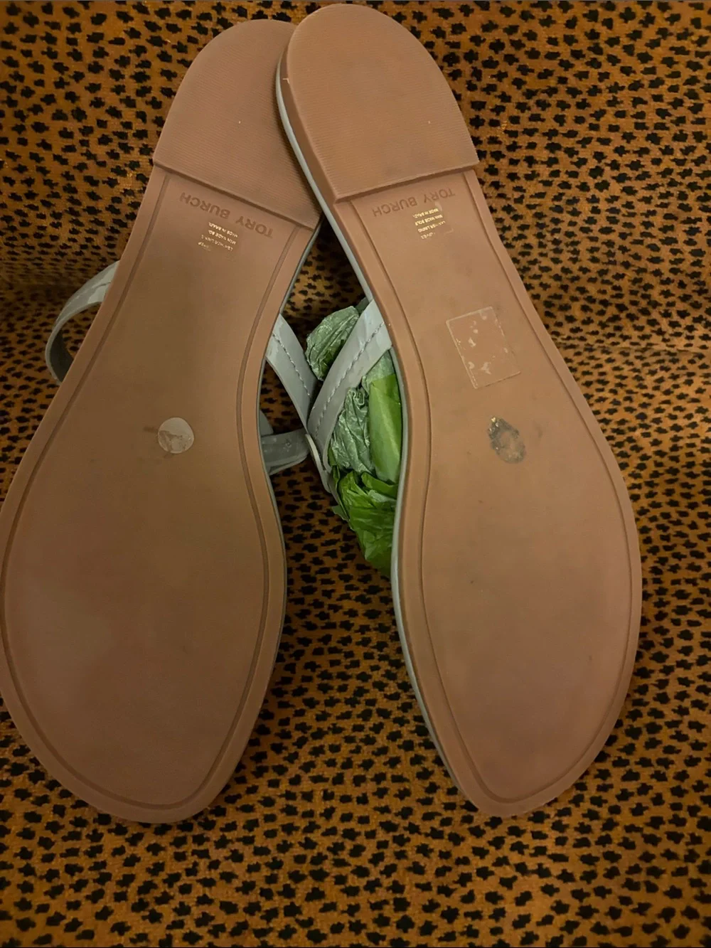Tory Burch Malta Gray Patent Leather Miller Thong Sandals